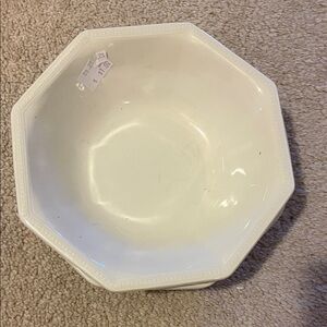 White Octagonal Ceramic Serving Bowl and 8 plates/ pre loved/ England